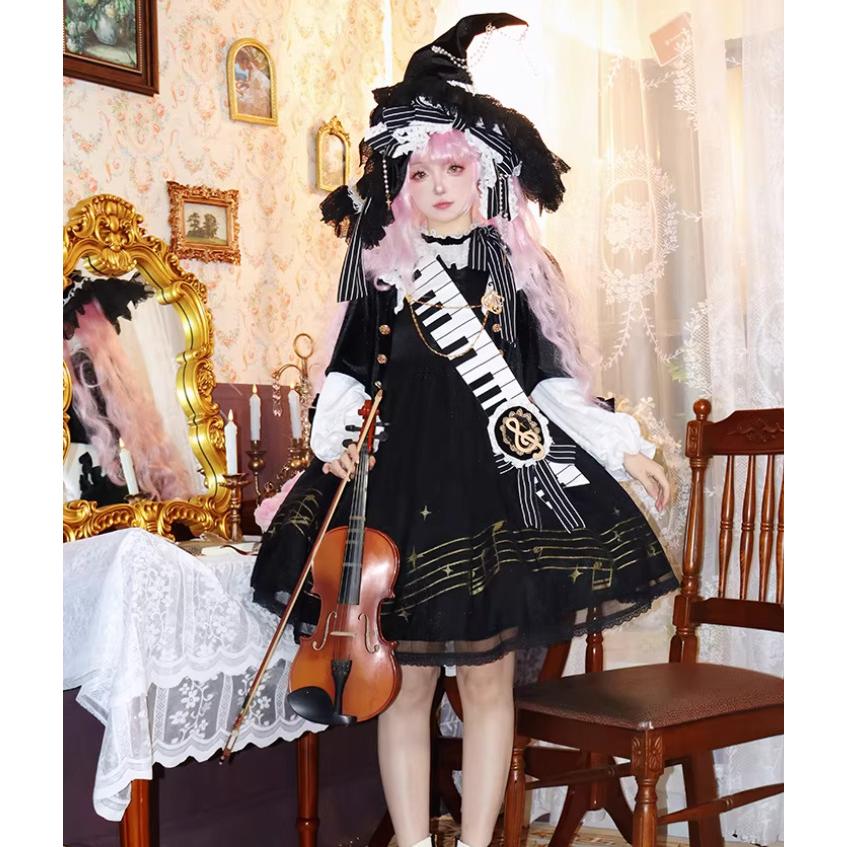 パンク ワンピース+ ケープ + サッシュベルト 徽章 ブローチ 5点セット