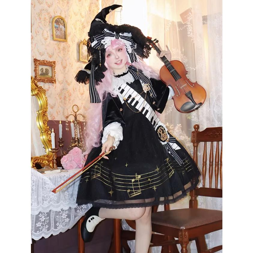 パンク ワンピース+ ケープ + サッシュベルト 徽章 ブローチ 5点セット