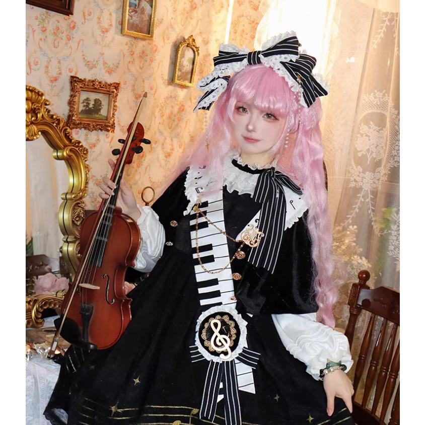 パンク ワンピース+ ケープ + サッシュベルト 徽章 ブローチ 5点セット