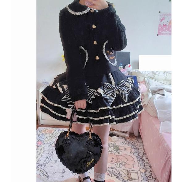 甘ロリ ショートコート のみ 5色 ハートボタン お嬢様 ゆめかわ ゆる