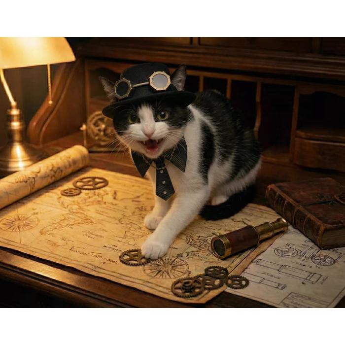 スチームパンク steampunk ペット用アクセサリー 猫・犬用 ゴーグル付