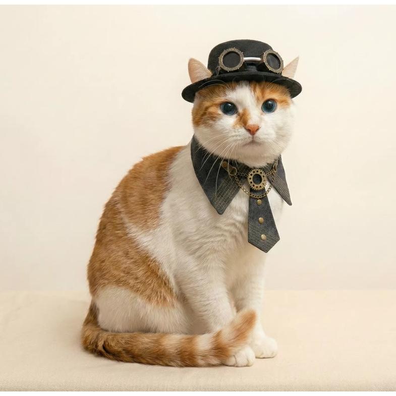 スチームパンク steampunk ペット用アクセサリー 猫・犬用 ゴーグル付