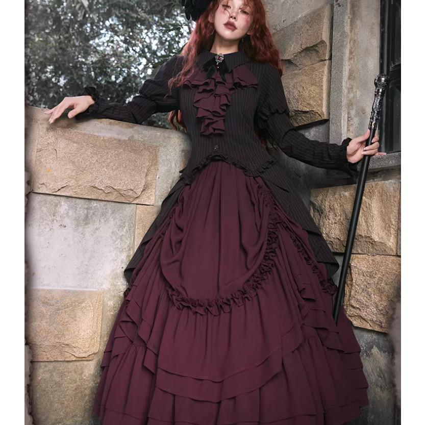 ゴスロリファッション ゴスロリ ブラウス のみ 2色 フィッシュテール