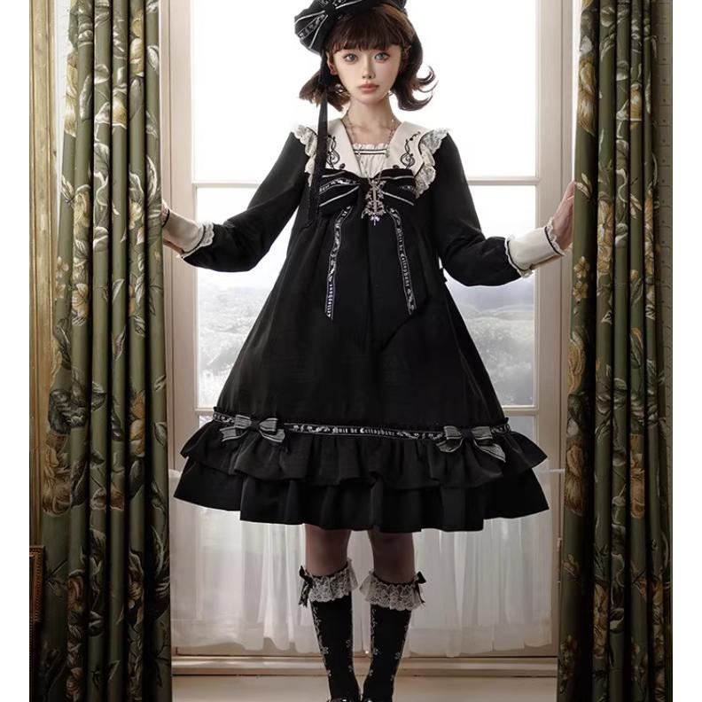 クラシカルロリータ クラロリ ワンピース のみ サックドレス 膝丈 ひざ