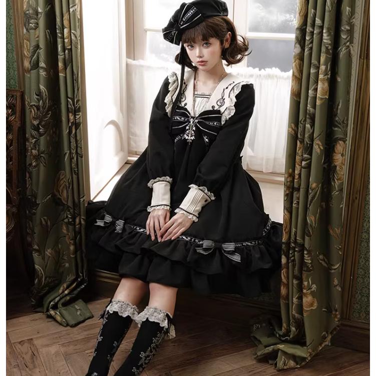 クラシカルロリータ クラロリ ワンピース のみ サックドレス 膝丈 ひざ