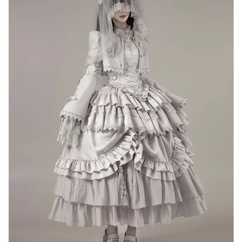 ゴスロリファッション ゴスロリ ロングスカート + コルセット風