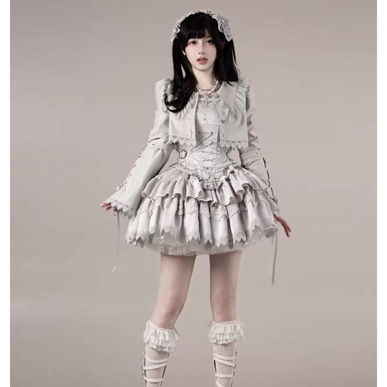 ゴスロリファッション ゴスロリ ショートスカート + コルセット風