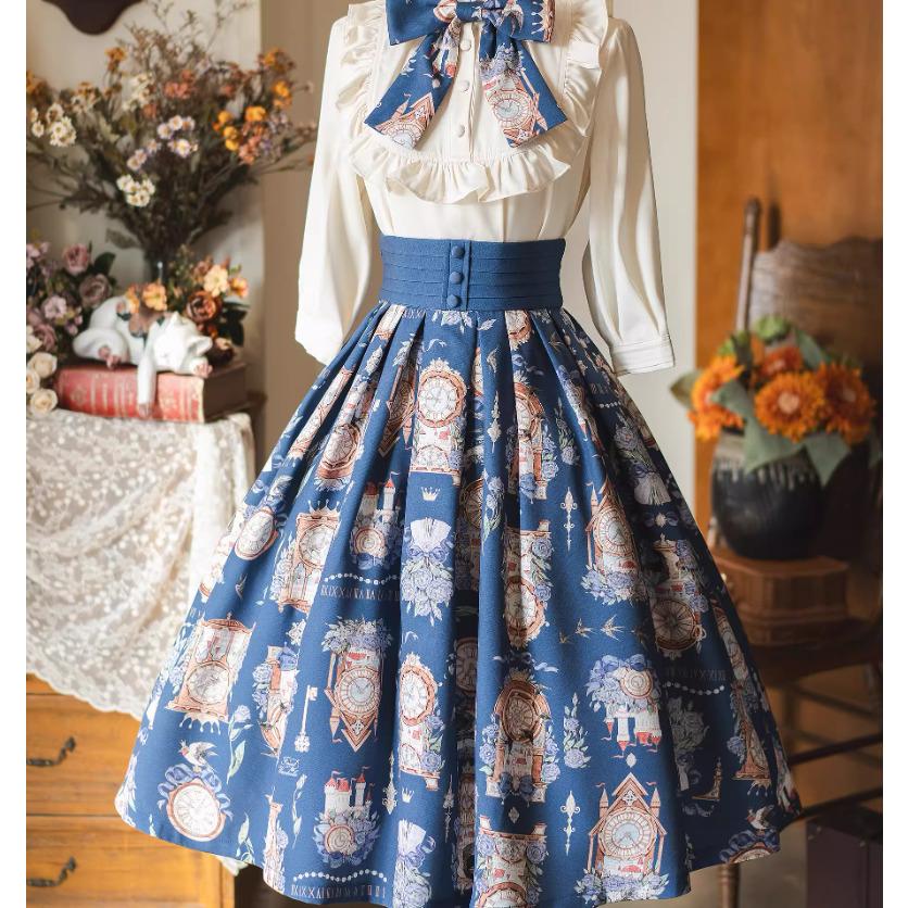 クラシカルロリータ クラロリ スカート のみ 3色 プリント ひざ丈 A