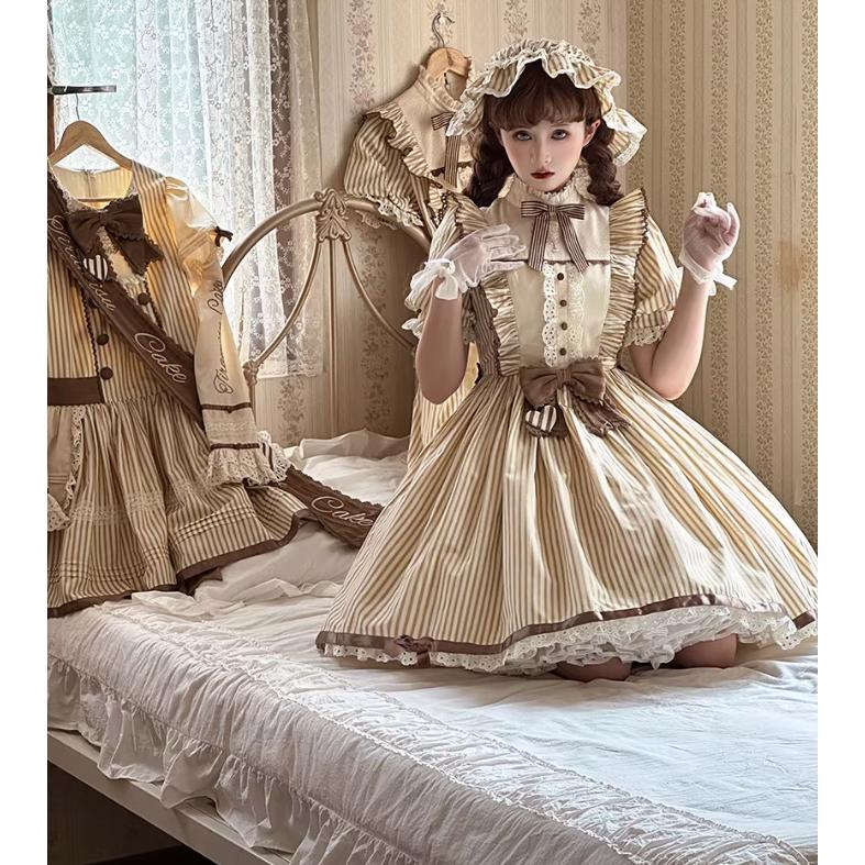 ロリータ 甘ロリ クラロリ ワンピース チョコ リボン フリル うさぎ ロリータファッション 甘ロリ ワンピース のみ チョコレート チョコ