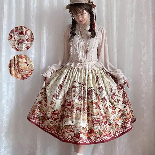 甘ロリ ロリータファッション ベルト付きフレアスカート のみ ひよこ