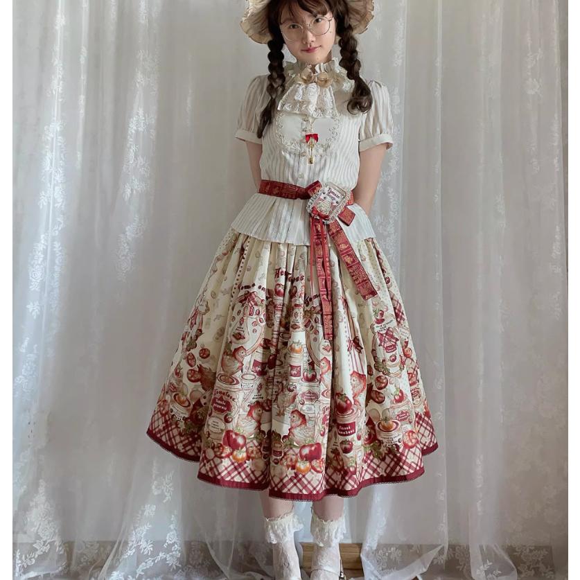 甘ロリ ロリータファッション ベルト付きフレアスカート のみ ひよこ
