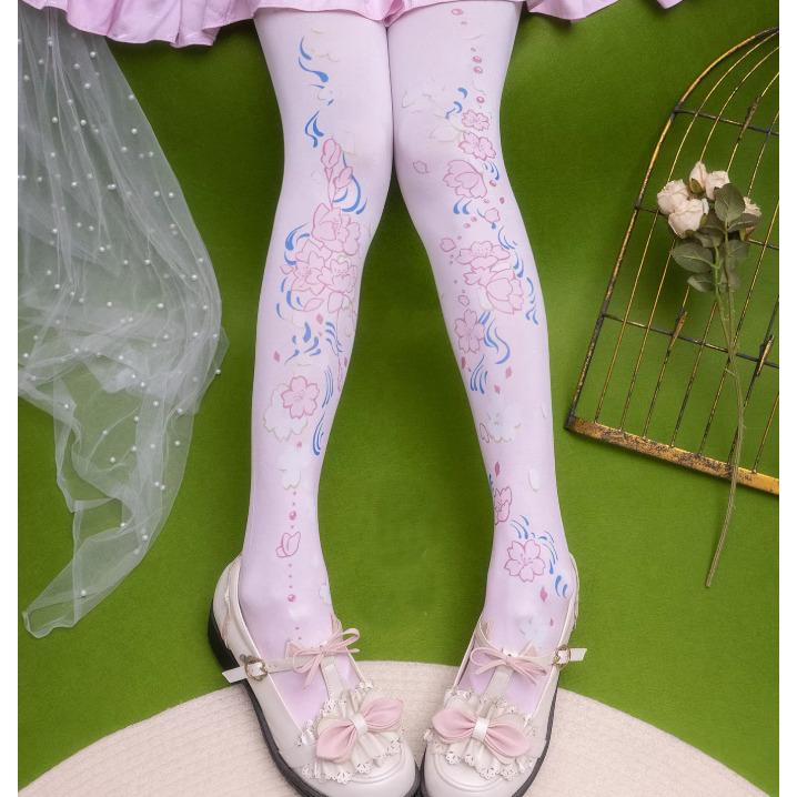 ロリータファッション 甘ロリ タイツ のみ 2色 120デニール 桜