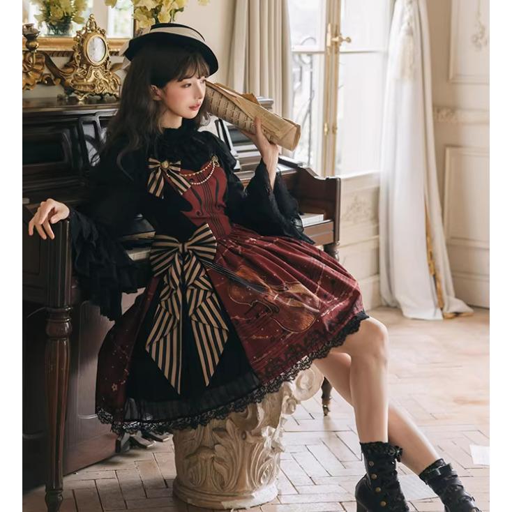 ゴスロリファッション ゴスロリ ワンピース のみ プリント ミニ丈