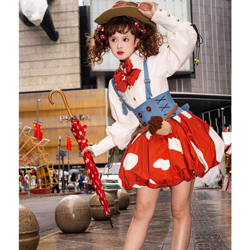 ロリータファッション サスペンダー ジャンパースカート 松ぼっくり