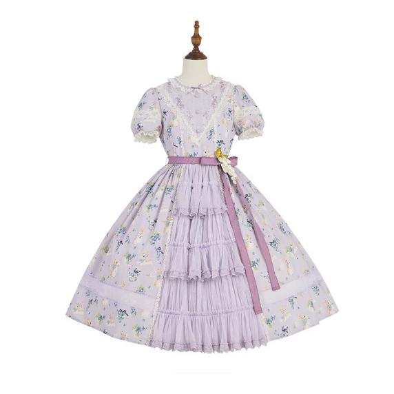 クラシカルロリータ クラロリ ワンピース のみ 3色 花柄 お花 プリント