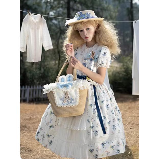 クラシカルロリータ クラロリ ワンピース のみ 3色 花柄 お花 プリント