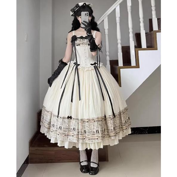 ロリータワンピース ロリータドレス ロング丈ドレス のみ ノースリーブ