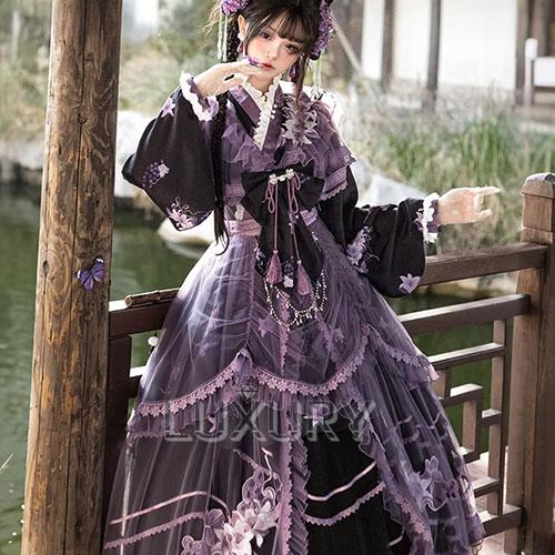 【so.C.hu 】 ボクシーバルーンスカートワイルドギガフリルジップワンピース 華ロリ 中華ロリ オーバーワンピース + クロス襟ワンピース スカート 3