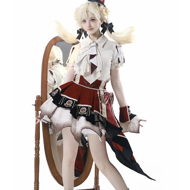 ゴスロリファッション ゴスロリ ブラウス + スカート 2点セット ミニ丈 ショート丈 膝上 半袖 制服風 学院風 幻想的 夏コーデ 撮影会 普段使い デイリーの画像