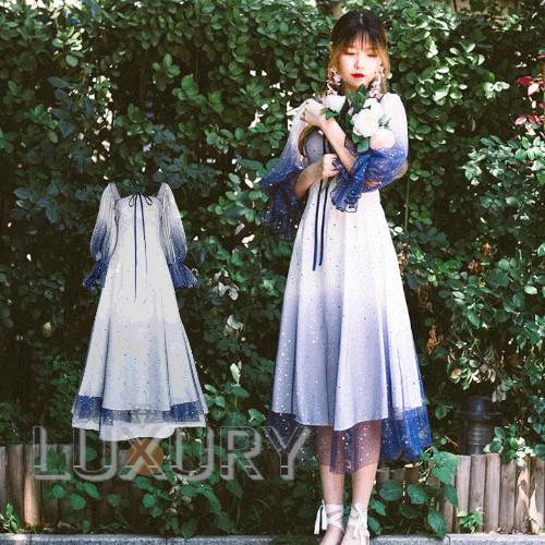 レディース ワンピース 星グリッター キラキラ グラデーション ロング フレア Aライン セミロリータ Semil0035 Luxury ラグジュアリ 通販 Yahoo ショッピング