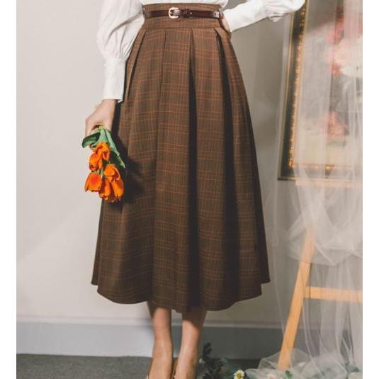 納期1か月 セミロリータ チェックスカート ロング フレア ひざ下丈 ミモレ丈 Aライン レトロ かわいい 大人 フェミニン 秋冬 人気 エレガント きれいめ ガー Semil0269 Luxury ラグジュアリ 通販 Yahoo ショッピング