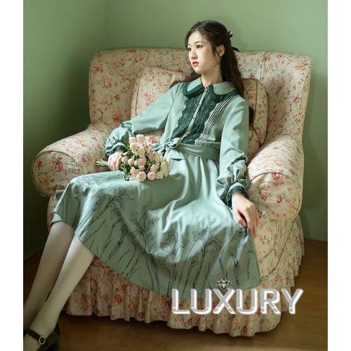 美品 アメリ ロングワンピース 長袖 チュール シアー グリーン カーキ 緑 S 美品 アメリ ロングワンピース 長袖 チュール シアー グリーン カーキ