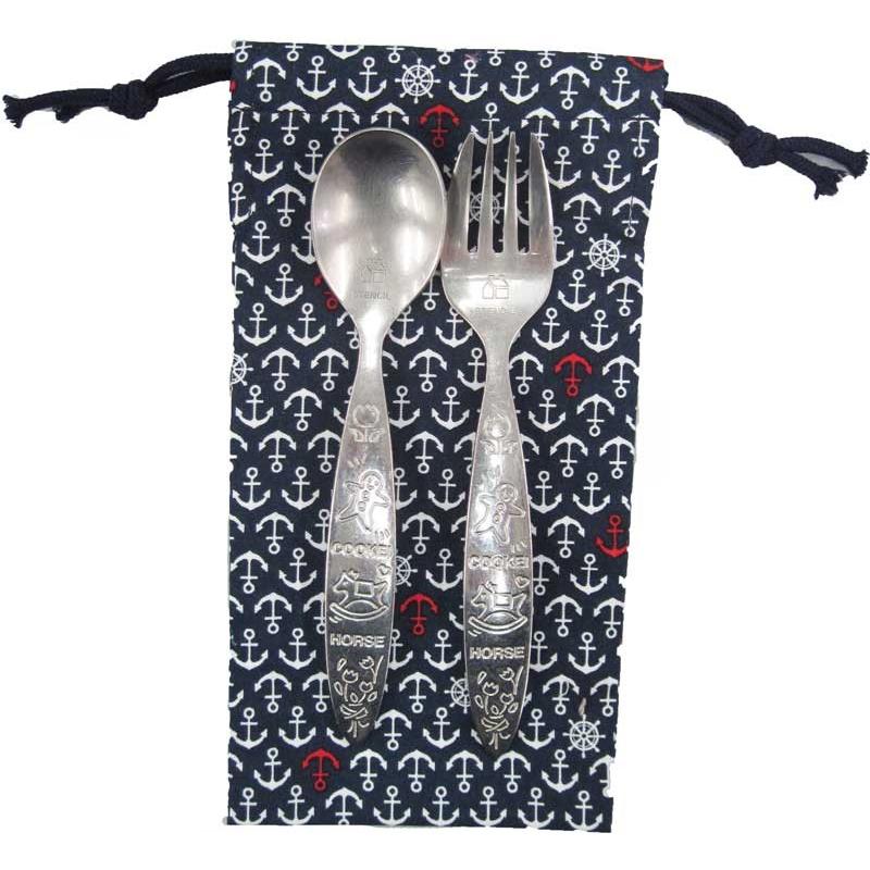 カトラリーケース(ネイビー×碇柄) スプーン・フォーク入れ カトラリー
