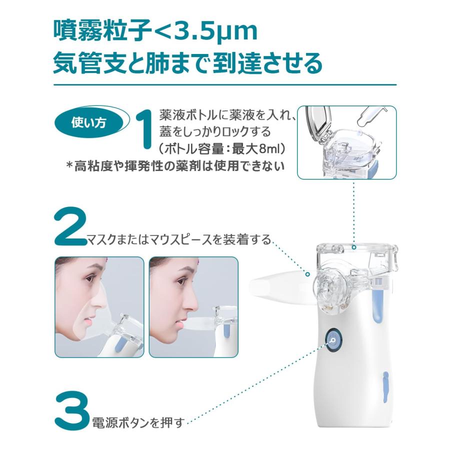 薬液吸入用】ネブライザー 吸入器 超音波メッシュ式 傾けても使える