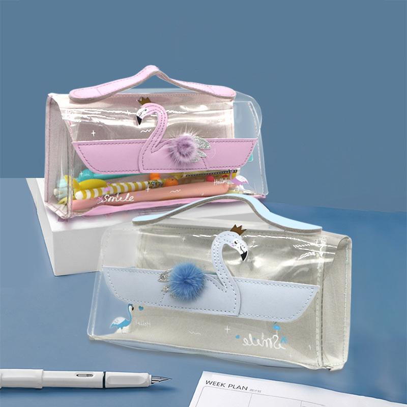 ペンケース 筆箱 クリア 透明 文房具 筆記用具 大容量 かわいい シンプル 小物入れ 韓国 おしゃれ