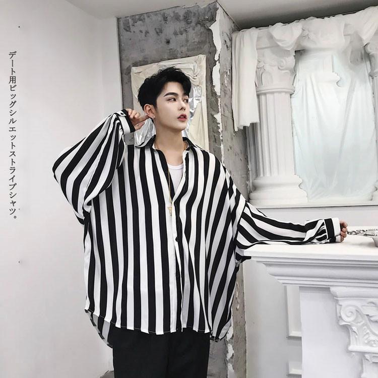 韓国 ファッション メンズ モード系 シャツ ストライプ サロン系 ビッグシルエット ボタンダウン ジェンダーレス カットソー 長袖 メンズ ストリート 系 Jh Yh Syatu01 01 Loloヤフーショップ 通販 Yahoo ショッピング