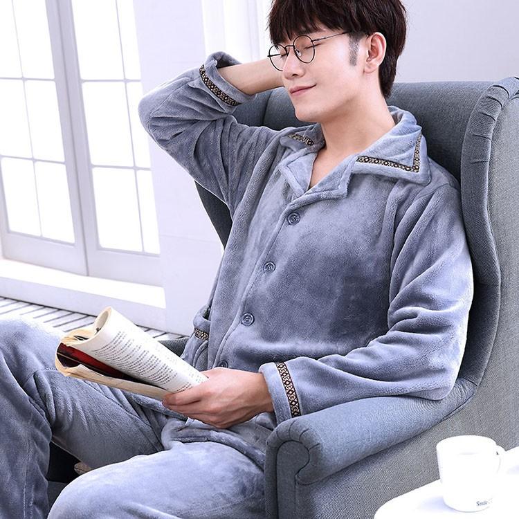 パジャマ ルームウエア メンズ 上下セット 冬 暖か 裏起毛 長袖 長ズボン前開き 寝巻き 男性用 紳士パジャマ 部屋着 もこもこ ふわふわ 期間限定キャンペーン