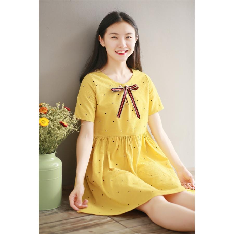 ワンピース ゆったり 白 ホワイト レッド 黄色 可愛い 半袖 膝丈ワンピース 着痩せ オシャレ デート ひざ丈 麻混 体型カバ 春 夏 シンプル 通学 Nxuv 11 Loloヤフーショップ 通販 Yahoo ショッピング