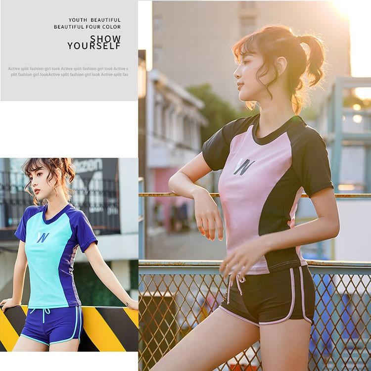 タンキニ スポーツ 代 30代40代フィットネス 水着 レディース 2点セット 体型カバー 半袖 大きいサイズ ショートパンツ セパレートラッシュガード ママ 競泳 Tryy 04 Loloヤフーショップ 通販 Yahoo ショッピング