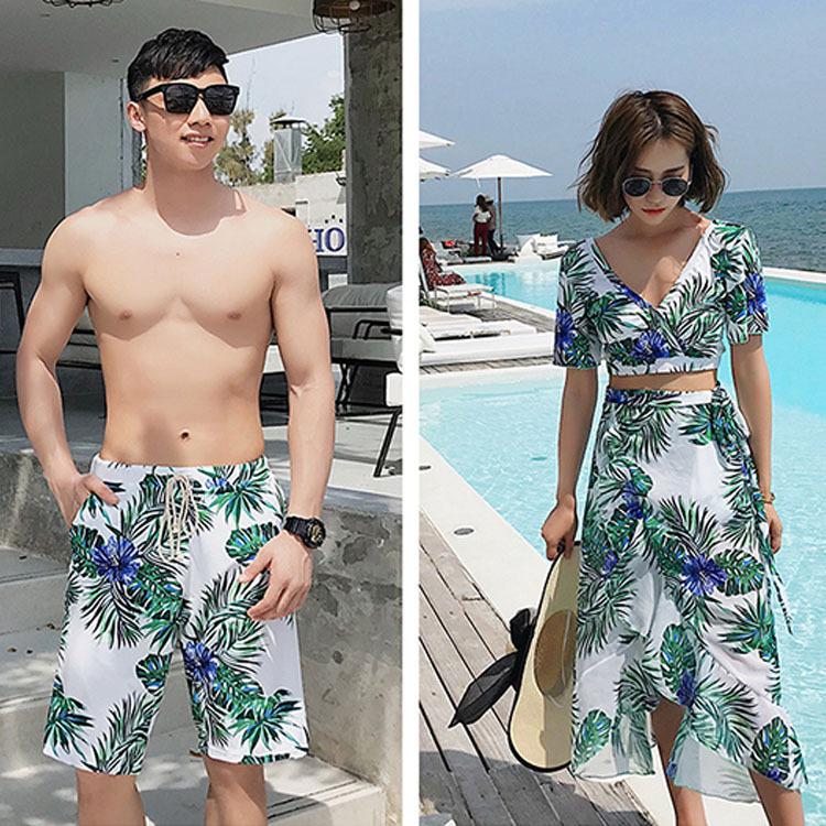 カップル 水着 夏 海 プール ペアルックラッシュガードセットビーチパンツ サーフパンツ 花柄パッド付き レディース メンズ ペア水着 Uv 上下セット 夫婦 恋人 Wm Qlyy03 Loloヤフーショップ 通販 Yahoo ショッピング