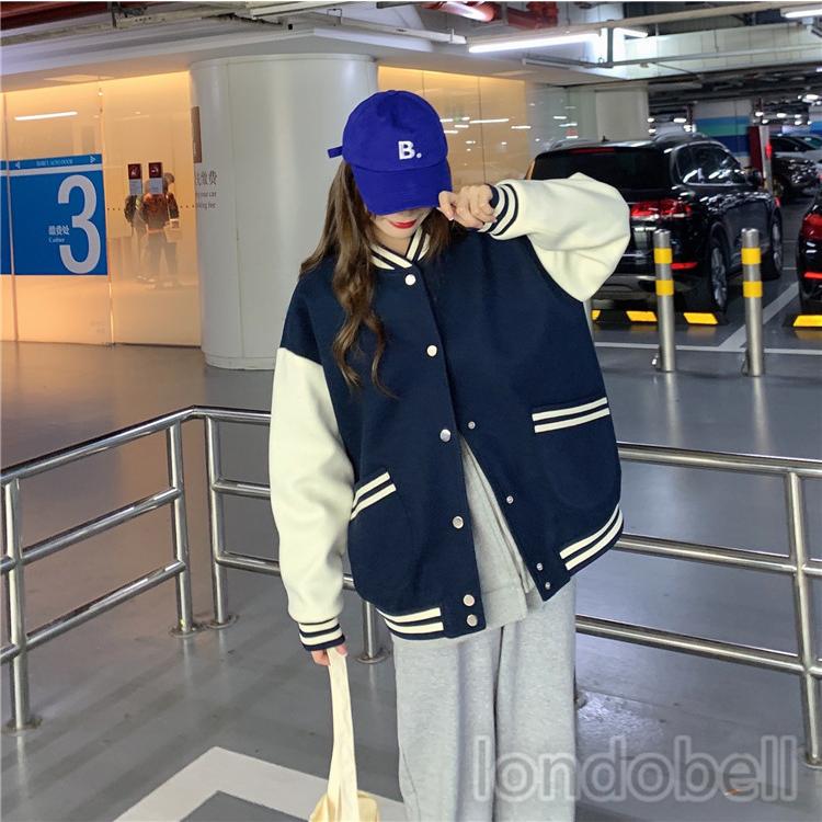スタジャン レディース ジャケット バイカラー 厚手 ブルゾン ジャンパー 野球服 アウター おしゃれ カジュアル ゆったり ボタンジャケット 大人 学生 春秋冬 Ls 44 ロンドベルshop 通販 Yahoo ショッピング