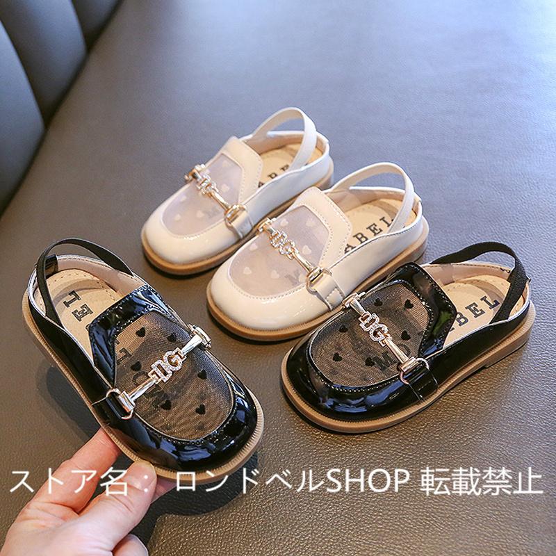 2色 フォマールシューズ ぺたんこパンプス ローファー サンダル 女の子 韓国子供靴 メッシュ 通気設計 柔らか