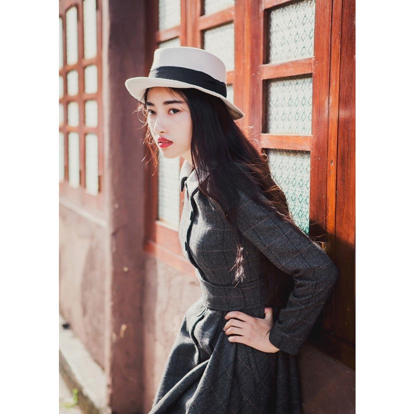 ワンピース ロング丈 長袖 レトロ感 秋色 タータンチェック レトロワンピース コート風 チェック柄 襟付き 前開き エレガント 厚手 あったか レトロ風 発表会 x London Bridge 通販 Yahoo ショッピング