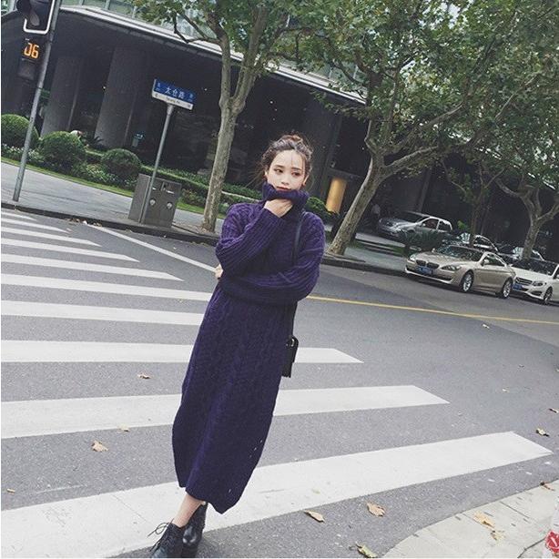 ワンピース ロング丈 マキシ丈 長袖 秋 冬 タートルネック ロングニットワンピース ざっくりニット ゆったり 通勤 通学 Ol デート 送料無料 スリット入り x London Bridge 通販 Yahoo ショッピング