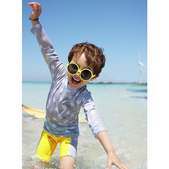 キッズ 子ども服 子ども水着 水泳用品 ラッシュガード スポーツ マリンスポーツ 子供水着 キッズ水着 3点セット パンツ 帽子 男の子 ジュニア 星柄 帽子付き Supersport Tn