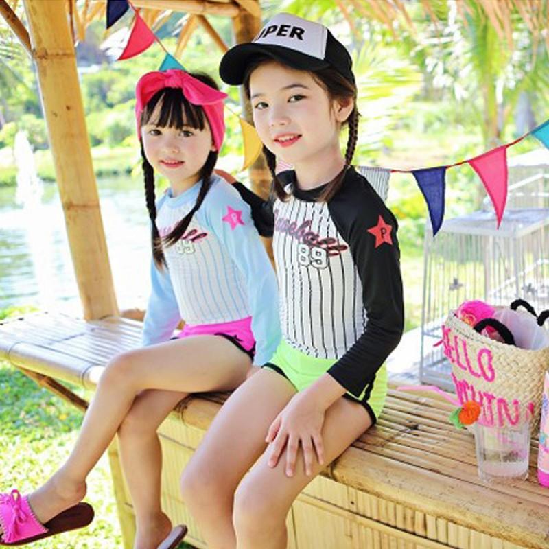 キッズ 子ども服 子ども水着 水泳用品 ラッシュガード マリンスポーツ 子供服 女の子 水着 2点セット ボーダー柄 トップス ショートパンツ ジュニア 水遊び Shpola Otg Gov Ua