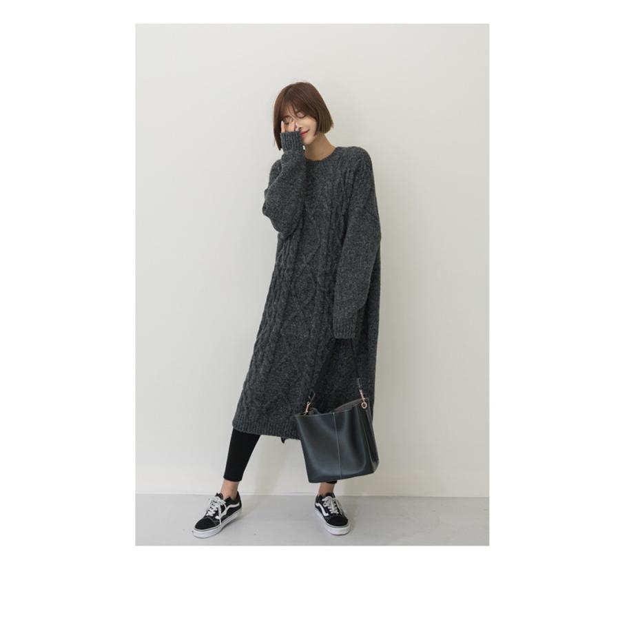 ワンピース チュニック ロング マキシ丈ワンピース レディース ケーブル編みセーター ニットワンピース ロング丈グレー ニットワンピ 冬ワンピース x London Bridge 通販 Yahoo ショッピング