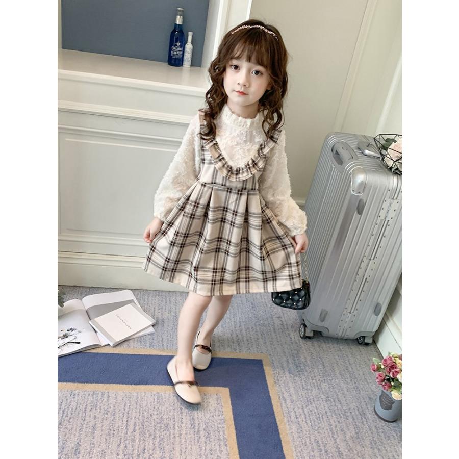 韓国子供服 女の子 セットアップ風 ワンピース 子供服 七五三 結婚式 お出かけ ギンガムチェック キッズ ひざ丈 長袖 チェック スカート トップス 送料無料 x118 London Bridge 通販 Yahoo ショッピング