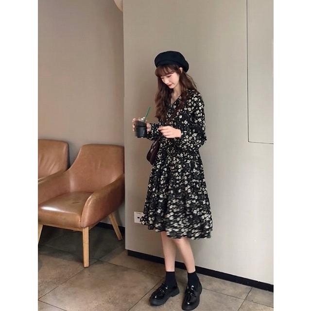 ワンピース レディース 小花柄 花柄 総柄 スカート Vネック ひざ ワンピース レディース 小花柄 花柄 総柄 スカート Vネック ひざ