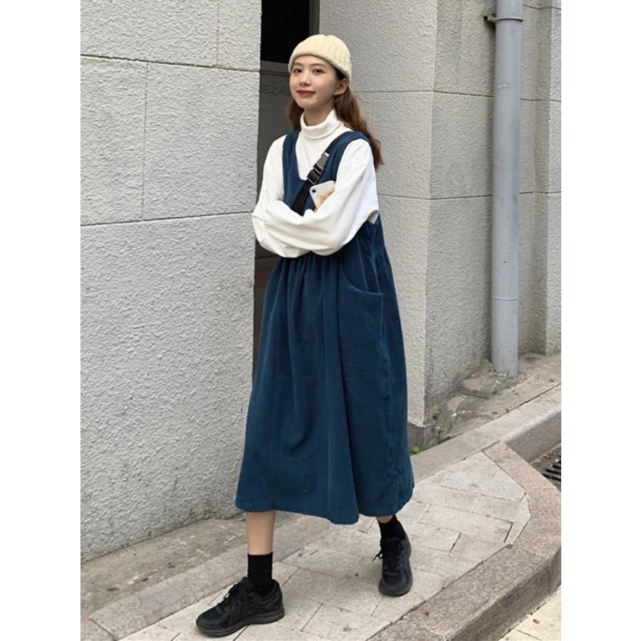 ワンピース チュニック 春新商品 コールテン ジャンパースカート