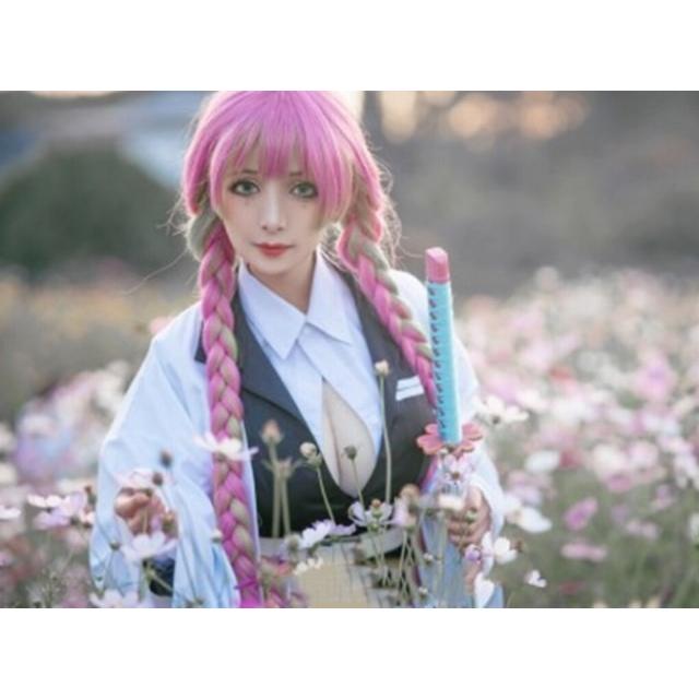 鬼滅の刃 甘露寺蜜璃 コスプレ ウィッグ＆衣装付き 即納 甘露寺 蜜璃 かんろじ みつり コスプレ ウイッグ付き 衣装