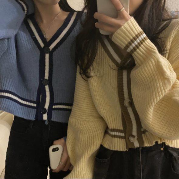 カーディガン ショート丈 レディース ニット カーデ 韓国ファッション 10代 代 秋 冬 x London Bridge 通販 Yahoo ショッピング