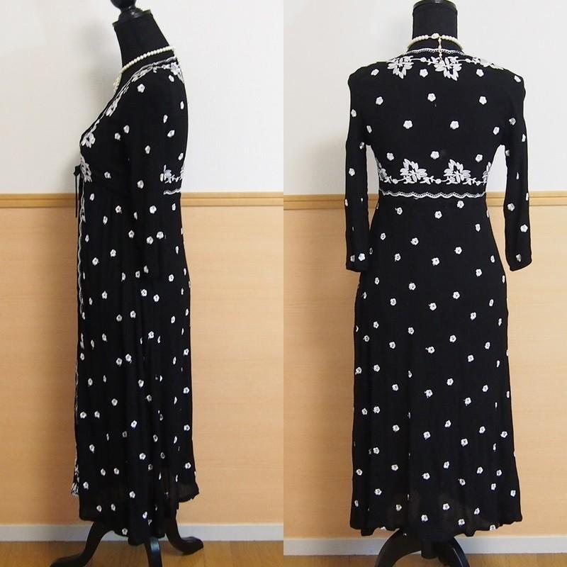 ワンピース 花柄 和風 ロング丈 マキシ丈 七分袖 清楚 ボヘミアン 派手