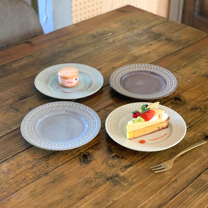 レース柄 リム ケーキ皿 取皿 17cm (4色セット)単品よりお買い得 食器