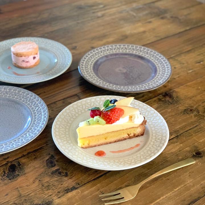 レース柄 リム ケーキ皿 取皿 17cm (4色セット)単品よりお買い得 食器