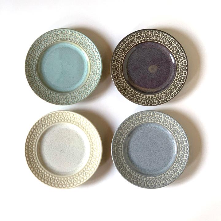 レース柄 リム ケーキ皿 取皿 17cm 4color 食器 洋食器 日本製 美濃焼